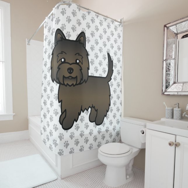 Dark Brindle Cairn Terrier Cute Cartoon Dog (In Situ)