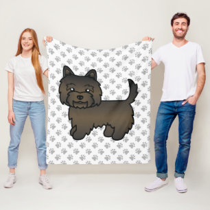 Dark Brindle Cairn Terrier Cute Cartoon Dog Fleece Blanket