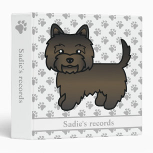 Dark Brindle Cairn Terrier Cute Cartoon Dog & Text Binder