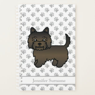 Dark Brindle Cairn Terrier Cute Cartoon Dog & Text Planner