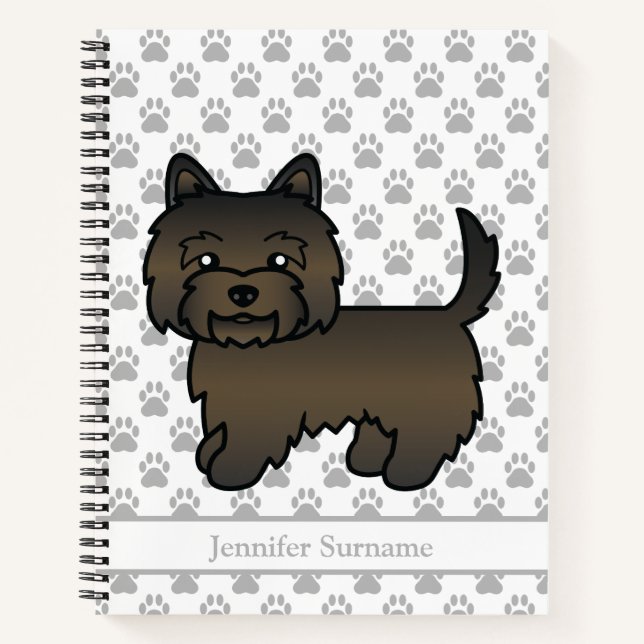 Dark Brindle Cairn Terrier Cute Dog & Custom Text Notebook (Front)