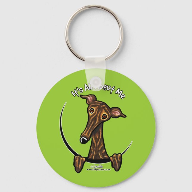 Dark Brindle Greyhound IAAM Keychain (Front)