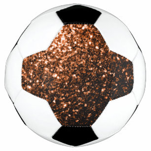 Dark bronze faux glitter sparkles bling soccer ball