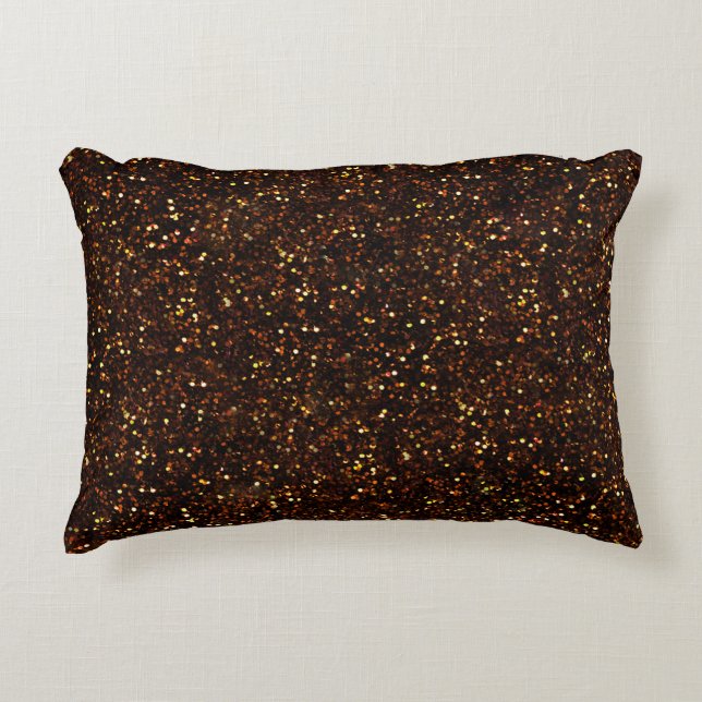 Dark Bronze Orange Glitter Decorative Pillow (Front)