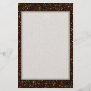 Dark Bronze Orange Glitter Stationery