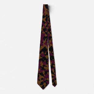 Dark Brown and Burgundy Camouflage Pattern Tie