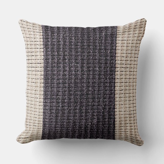 Dark Brown and Cream Two-Toned Throw Pillow (Front)