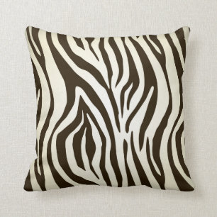 Dark brown and cream zebra pattern Throw Pillow