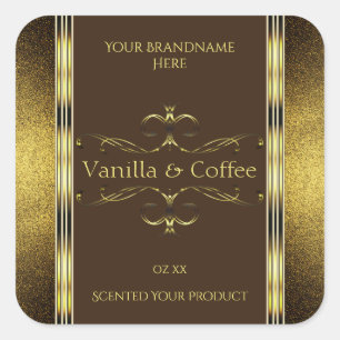 Dark Brown and Gold Glitter Borders Product Labels