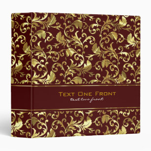 Dark Brown And Gold Vintage Damasks Binder