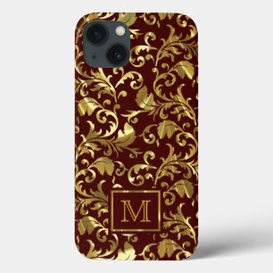 Dark Brown And Gold Vintage Damasks iPhone 13 Case