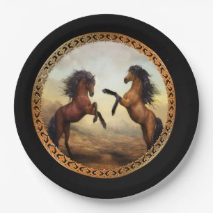 Dark Brown And Light Brown Friesian Draught   Paper Plate