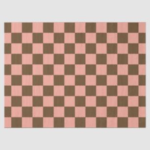 Dark Brown and Light Pink Chequerboard Tissue Paper