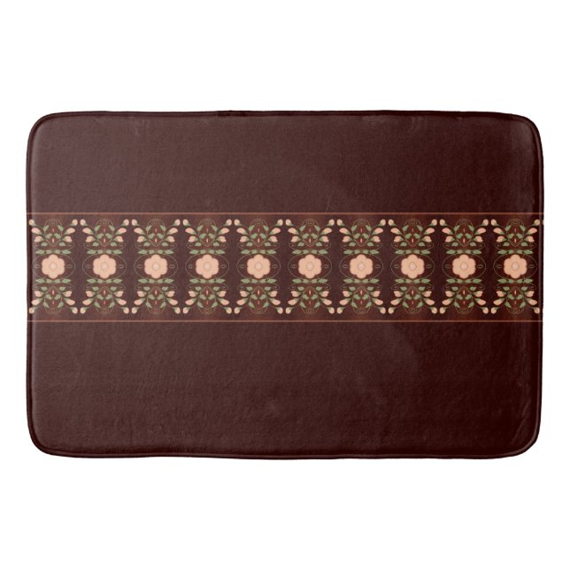 Dark Brown And Peach Bath Mat (Front)