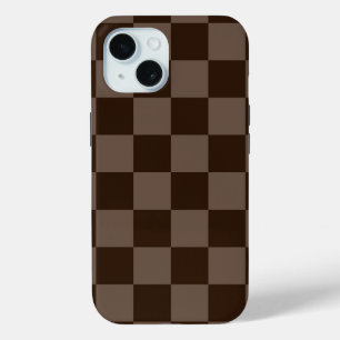 Dark Brown and Quincy Chequerboard iPhone 15 Case