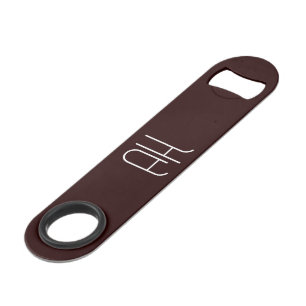 Dark brown and white custom initials simple bar key