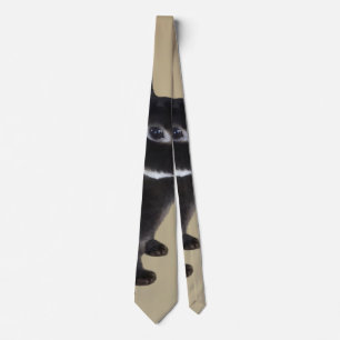 Dark Brown and White Mini Rex Rabbit Tie