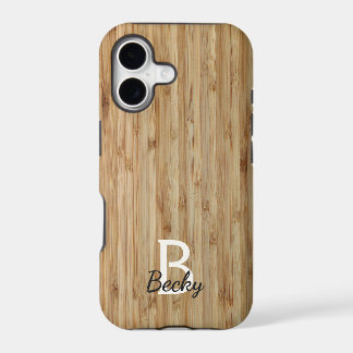 Dark Brown Bamboo Wood Monogram Name