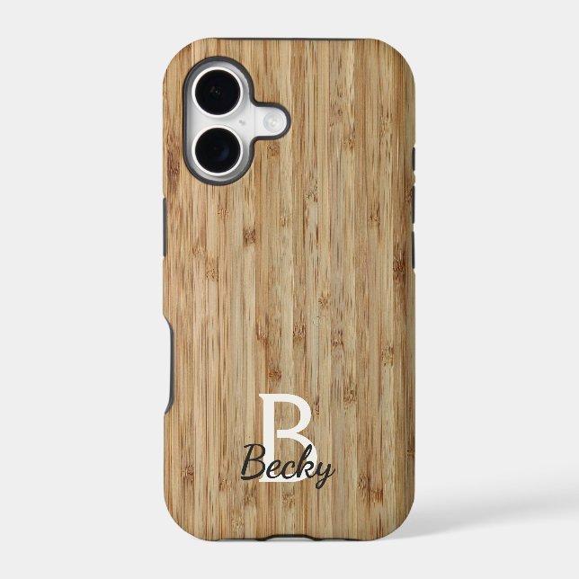 Dark Brown Bamboo Wood Monogram Name (Back)