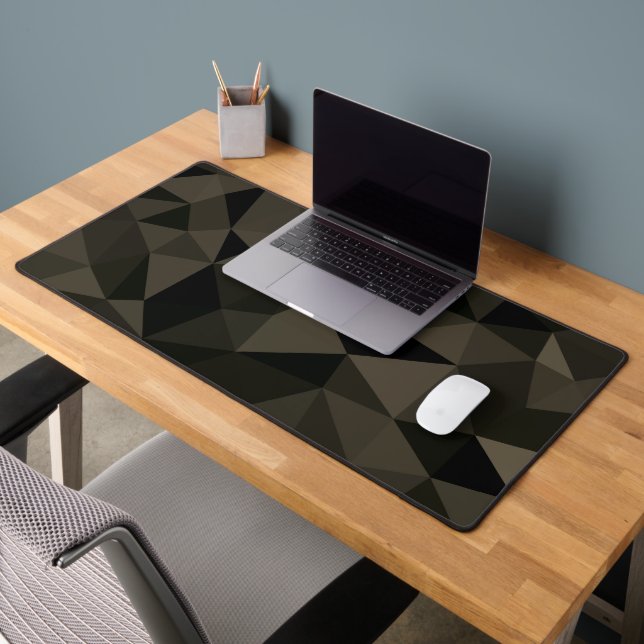 Dark brown black geometric mesh pattern desk mat (Office 2)