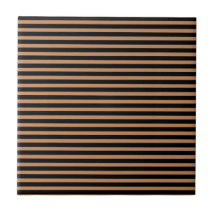 Dark Brown Black Horizontal Stripe Pattern Tile