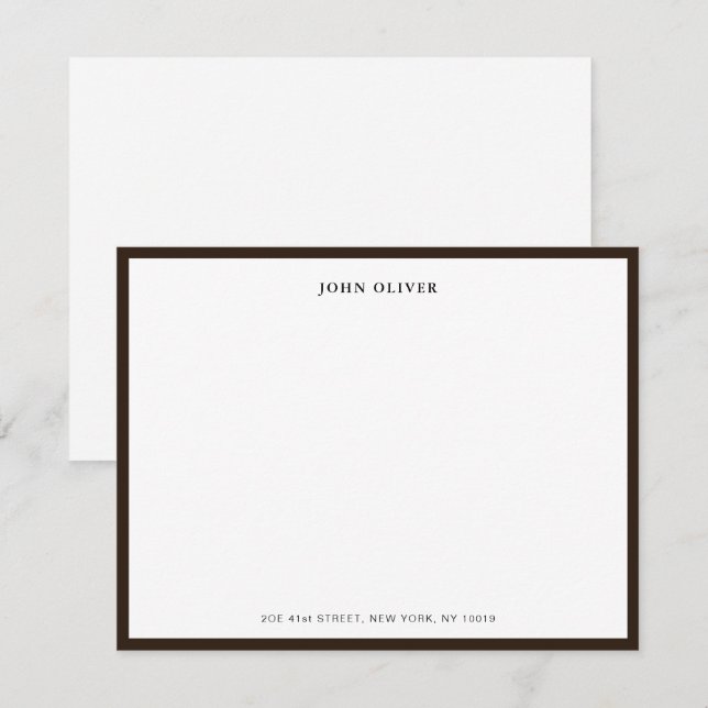 Dark brown border Formal flat Note Card (Front/Back)