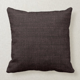 Dark Brown Burlap Linen Rustic Jute Throw Pillow