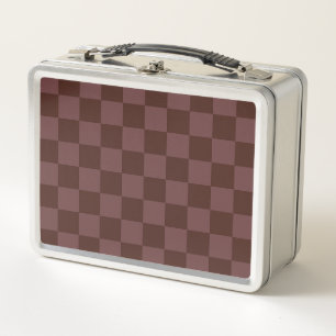 Dark Brown Chequerboard Metal Lunch Box