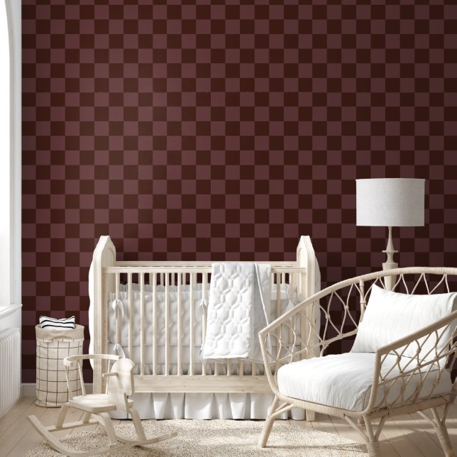Dark Brown Chequerboard Wallpaper (Kids)