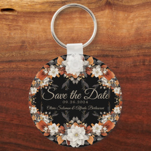 Dark brown, coffee caramel and beige autumn Keychain
