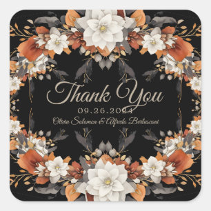 Dark brown, coffee caramel and beige autumn square sticker