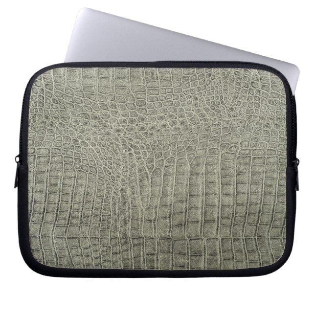  Dark Brown Crocodile Leather Texture Design Laptop Sleeve (Front)