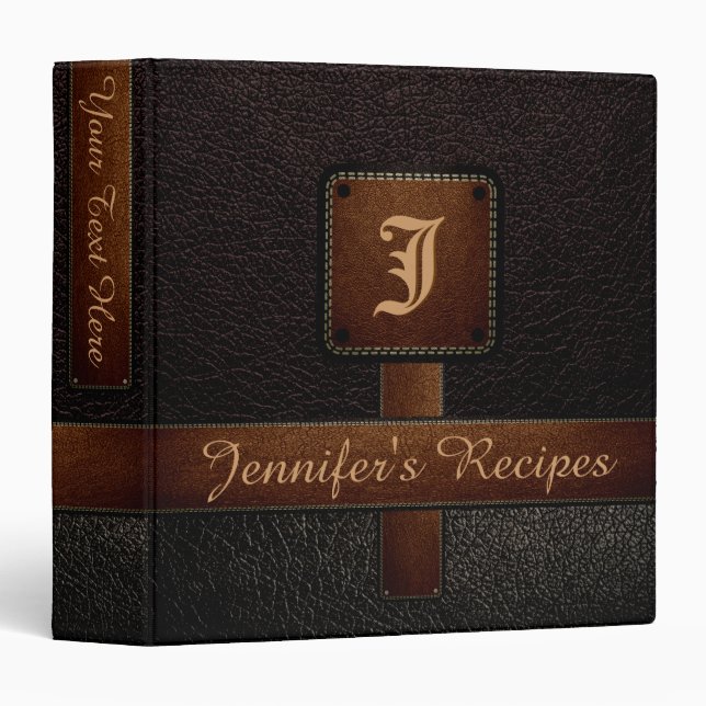 Dark Brown Elegant Recipe Leather Look Binder (Front/Spine)