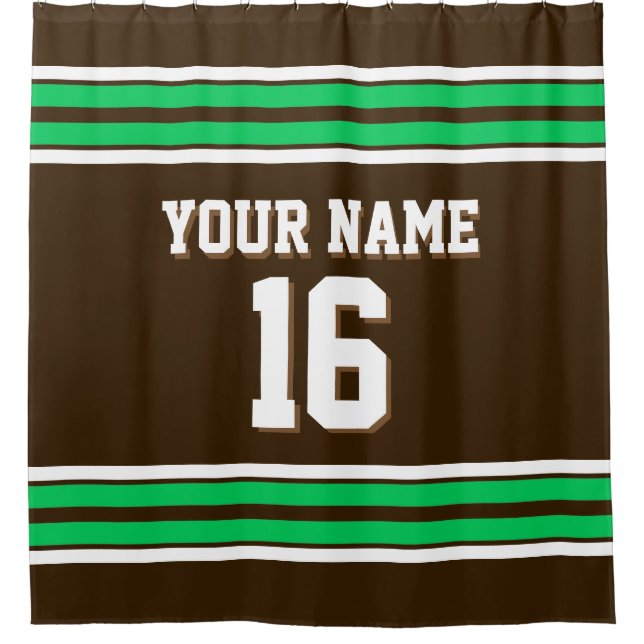 Dark Brown Emerald Green Wht Stripes Sports Jersey (Front)