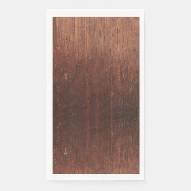 Dark Brown Faux Wood Guest Paper Napkin (Front)