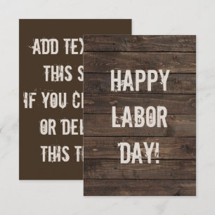 Dark Brown Faux Wood Planks Happy Labour Day! Card