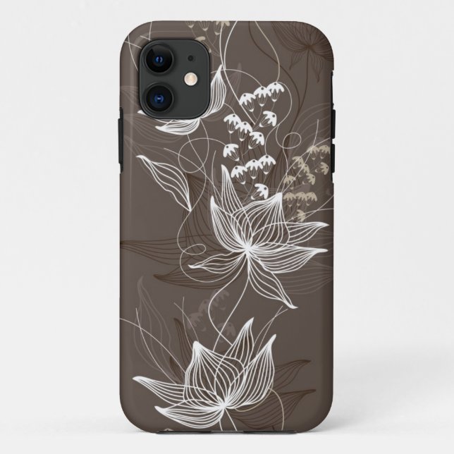 Dark Brown Floral Pattern Case-Mate iPhone Case (Back)