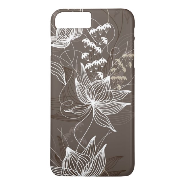 Dark Brown Floral Pattern Case-Mate iPhone Case (Back)