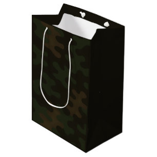 Dark Brown Forest Green Rich Earthy Camouflage Medium Gift Bag