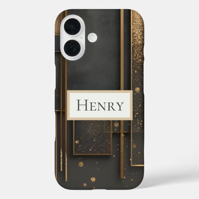 Dark Brown & Gold Geometric Case-Mate iPhone Case (Back)
