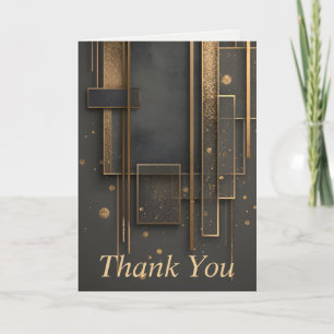 Dark Brown & Gold Geometric Thank You Card