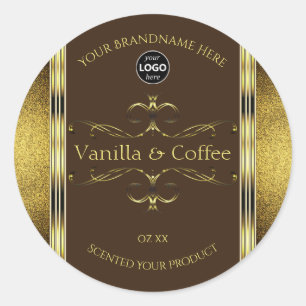 Dark Brown Gold Glitter Borders Product Label Logo