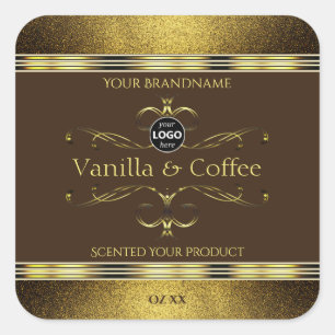Dark Brown Gold Glitter Borders Product Label Logo