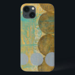 Dark Brown & Gray Circles with Numbers Numbers iPhone 13 Case<br><div class="desc">Dark brown and gray circles populate this work by Jennifer Goldberger, set over an orange and blue background. Gray Numbers are also printed on the background. An enjoyably abstract work, order your copy today!</div>