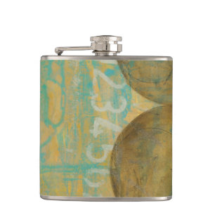 Dark Brown & Grey Circles with Numbers Numbers Hip Flask