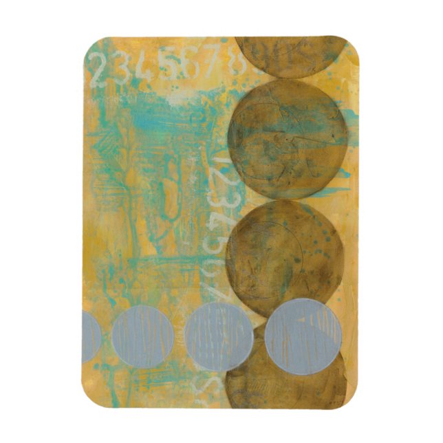 Dark Brown & Grey Circles with Numbers Numbers Magnet (Vertical)