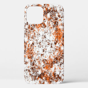 Dark brown grunge background. Black white orange o iPhone 12 Case