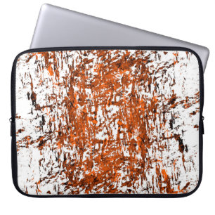 Dark brown grunge background. Black white orange o Laptop Sleeve