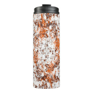 Dark brown grunge background. Black white orange o Thermal Tumbler