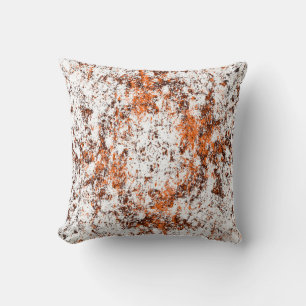 Dark brown grunge background. Black white orange o Throw Pillow